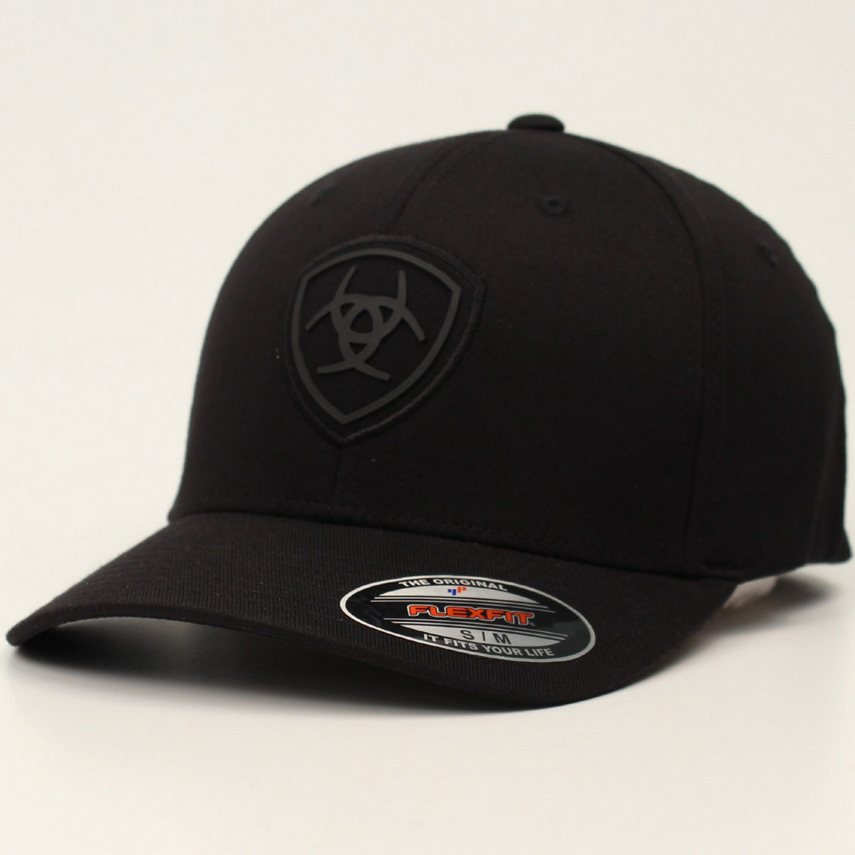Ariat Men's All Black Shield Logo FlexFit Ball Cap