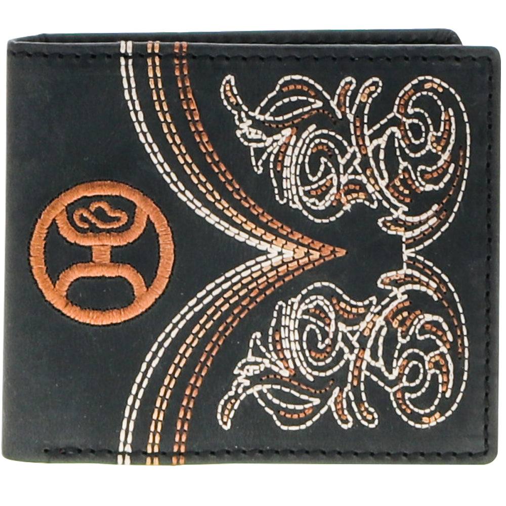 Hooey "Ranger" Bi-fold Embroidered Wallet- Black