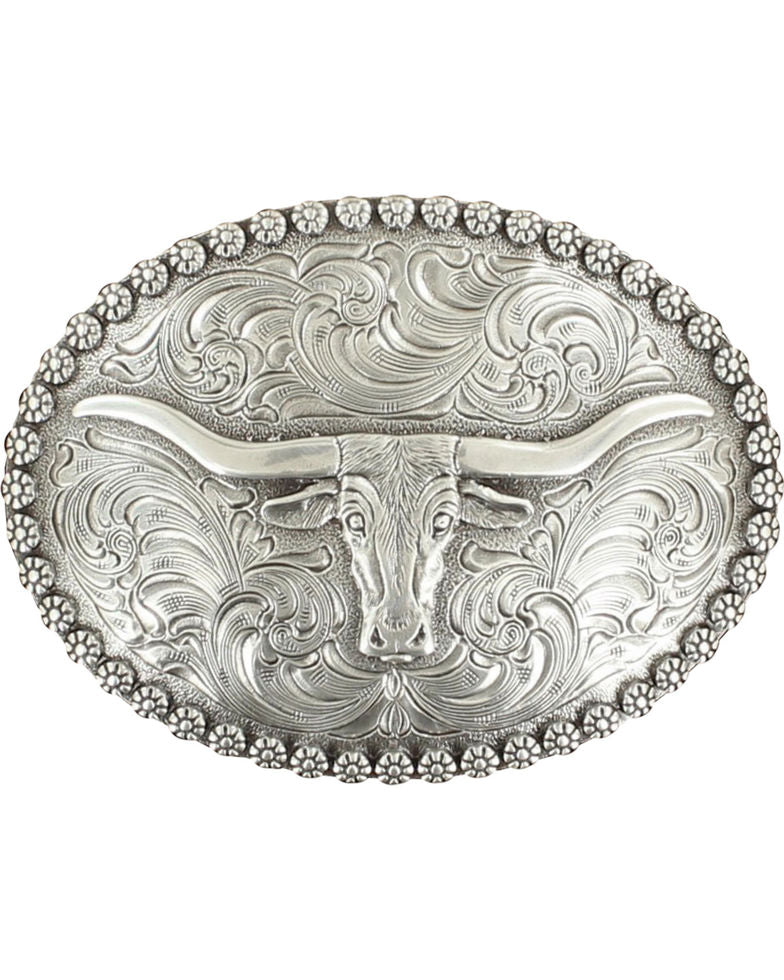 Nocona Oval Berry Edge Longhorn Belt Buckle