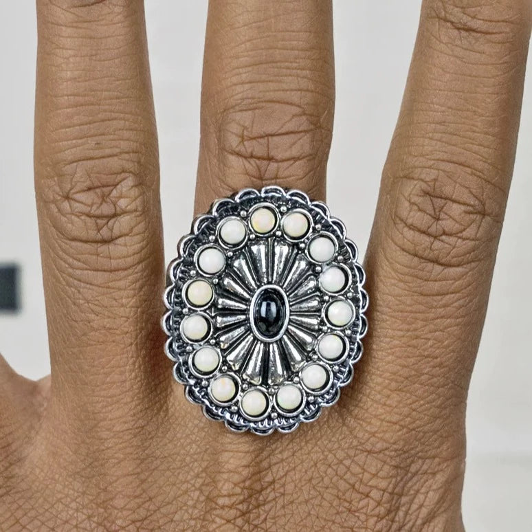 Black and White Concho Ring