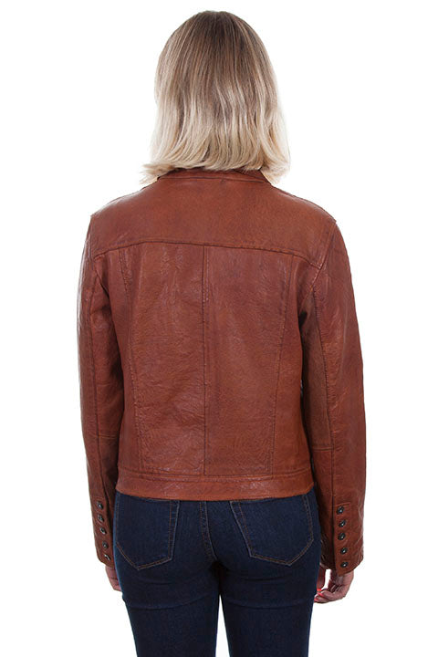 Scully Women's Leather Jean Jacket in Brown
