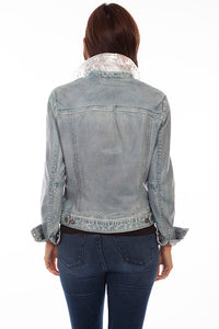 Scully Women's Leather Jean Jacket- Stonewash Teal