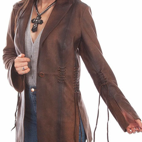 Scully Women's Unlined Leather Jacket with Lacing Detail