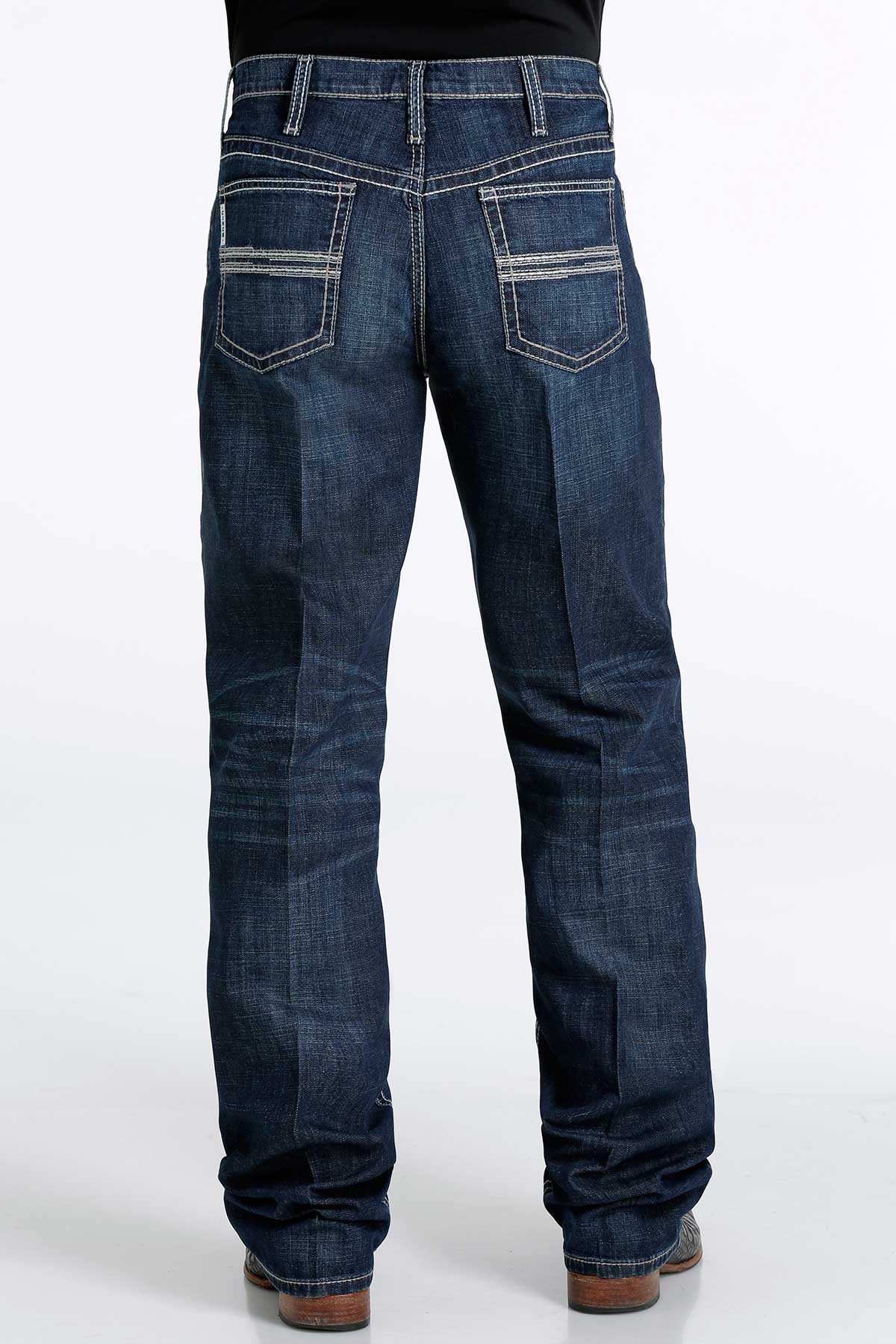 Cinch Men's White Label Relaxed Straight Jean in Dark Stonewash