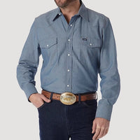 Wrangler Men's Cowboy Cut Snap Work Shirt - Chambray Blue