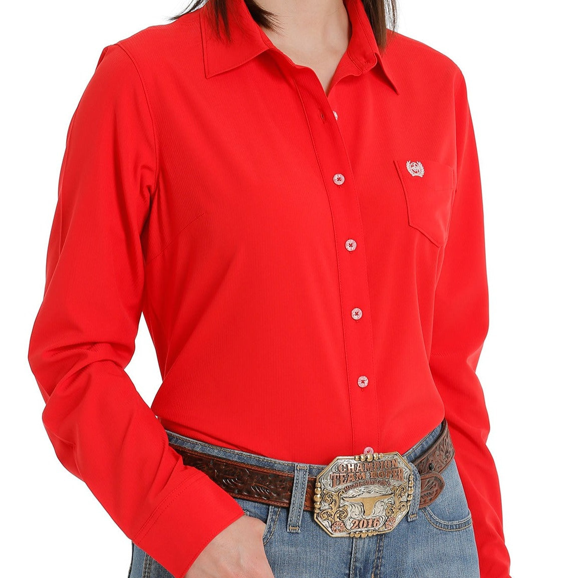 Cinch Women's Solid Red Arenaflex Western Button Down Shirt