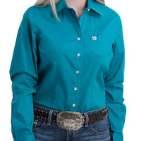 Cinch Women's Solid Teal Western Button Down Shirt