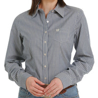 Cinch Women's Light Blue Stripe Button Down Western Shirt