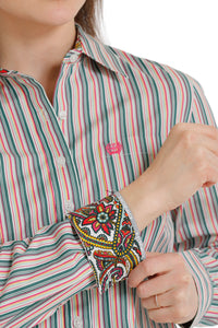 Cinch Women's Multicolor Striped Button Down Shirt