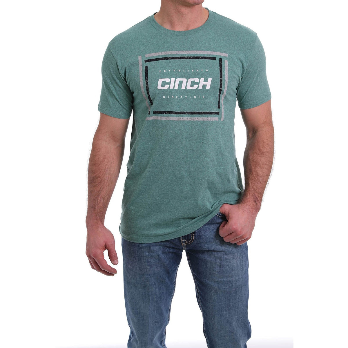 Cinch Men's Heather Green Screen Print T-Shirt