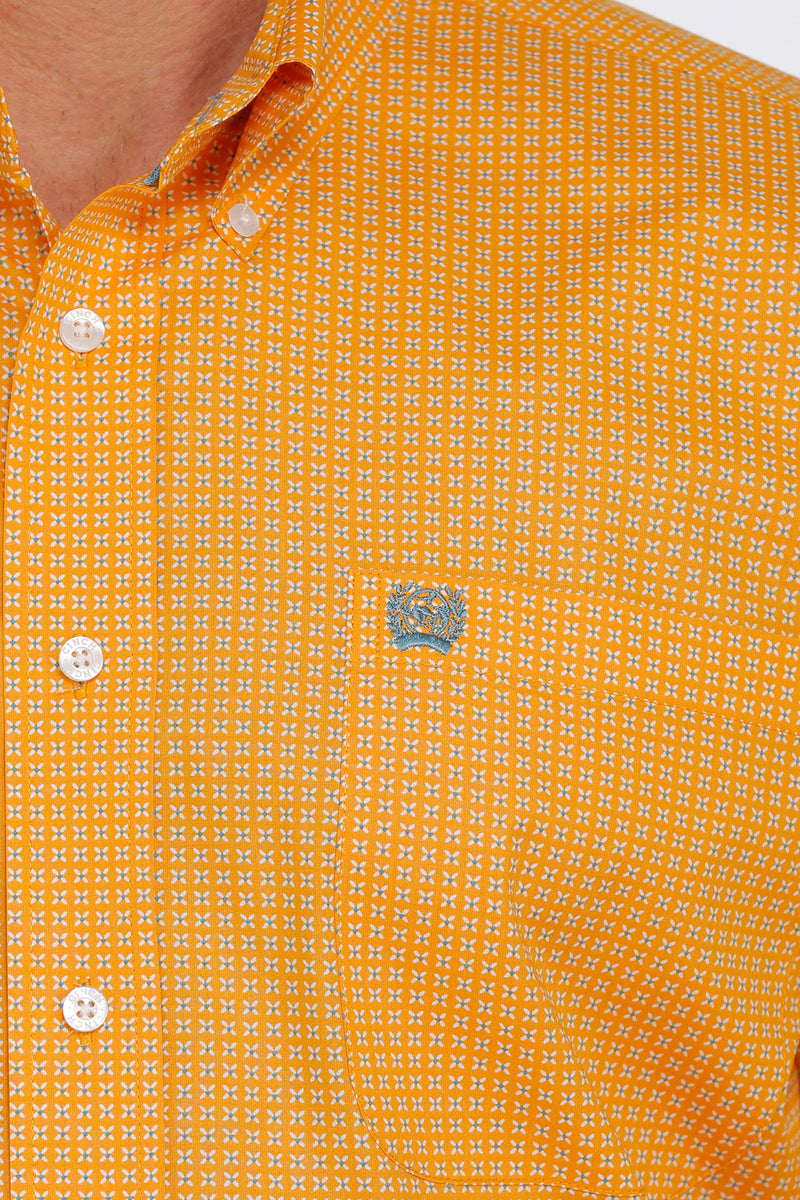 Cinch Men's Orange Print Long Sleeve Western Shirt