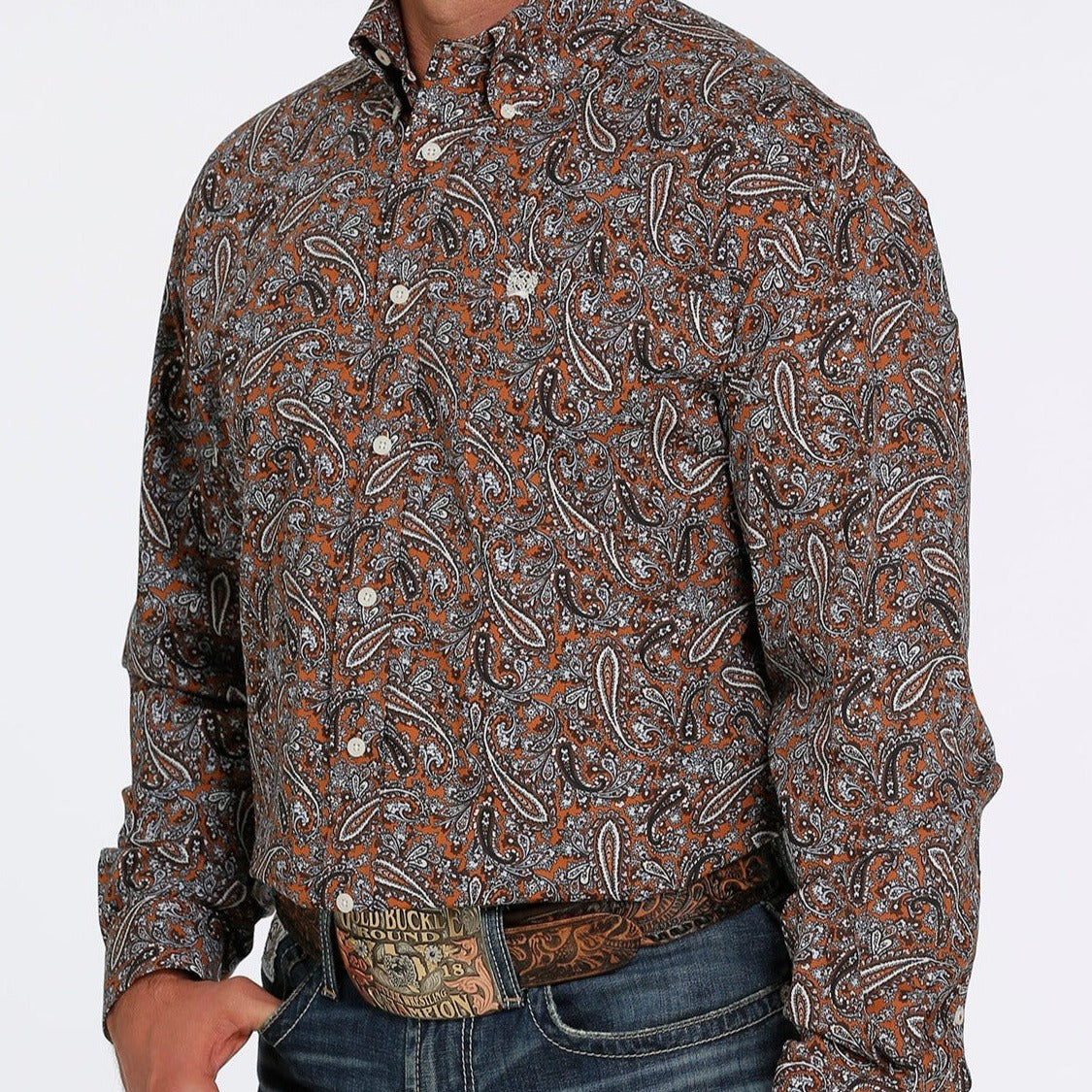 Cinch Men's Classic Fit Brown Paisley Western Shirt