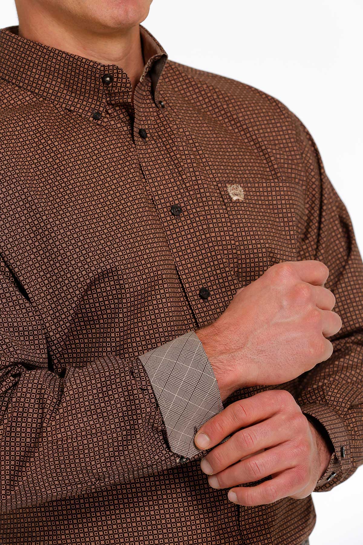 Cinch Men's Geometric Brown Long Sleeve Western Shirt
