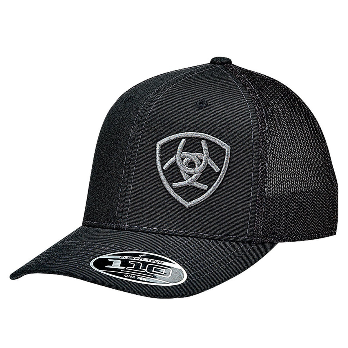 Ariat Men's All Black W/ Grey Shield Logo Trucker Cap