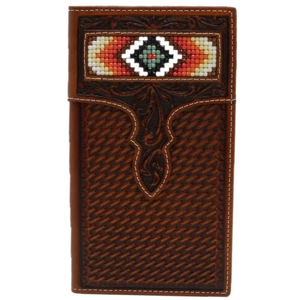 Nocona Men's Beaded and Basketweave Rodeo Wallet/Checkbook Cover