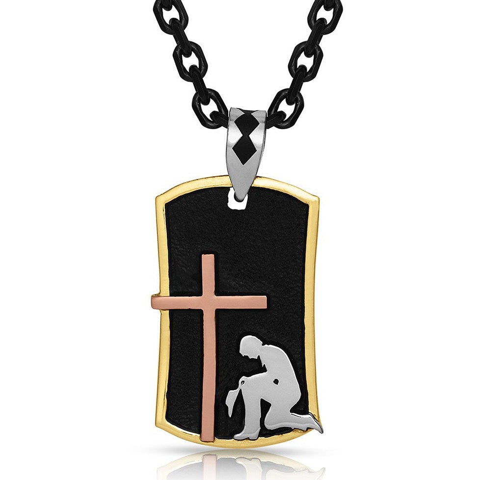 Montana Silversmiths Cross Dog Tag Necklace