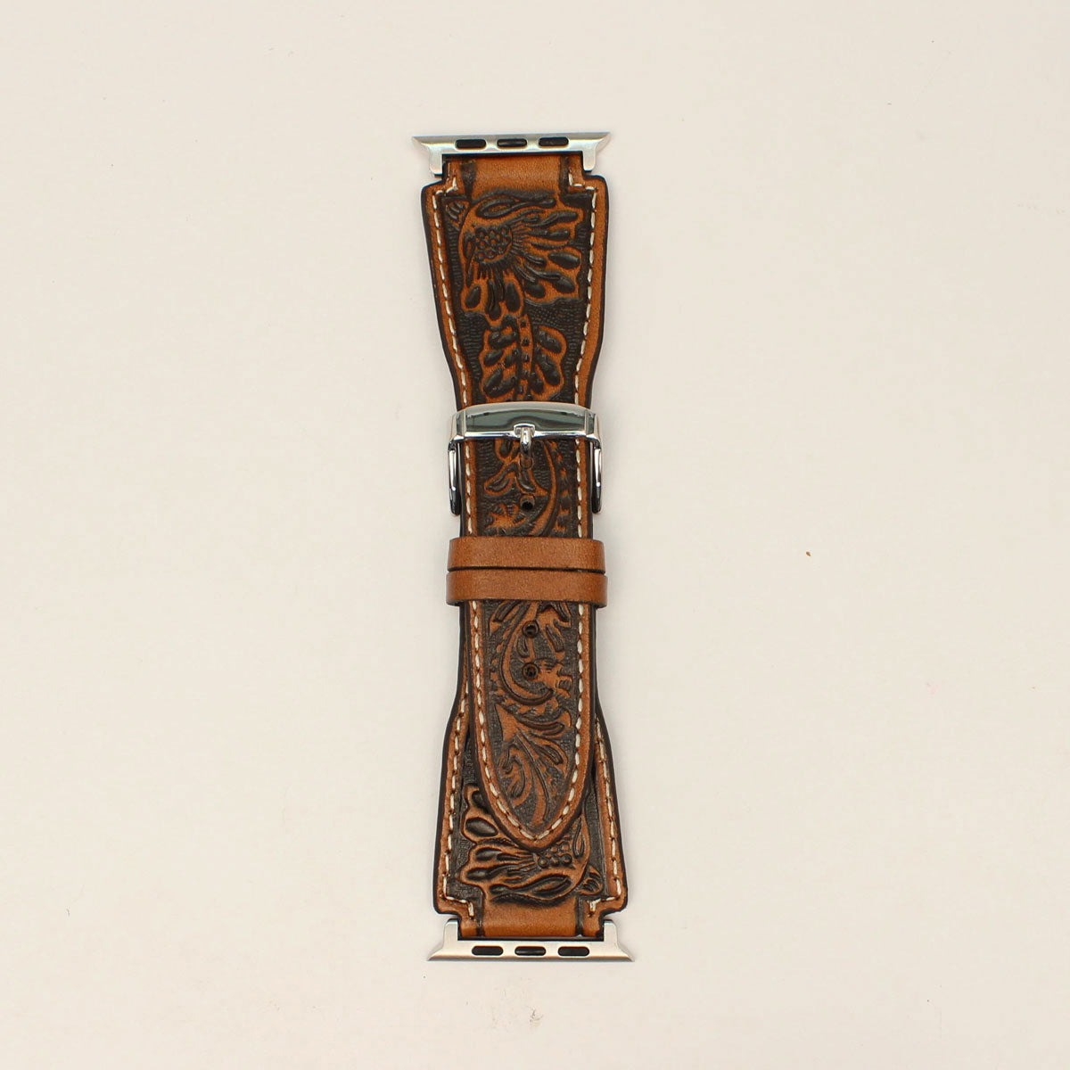 Nocona Brown Floral Tooled Watch Band Branded Country Wear