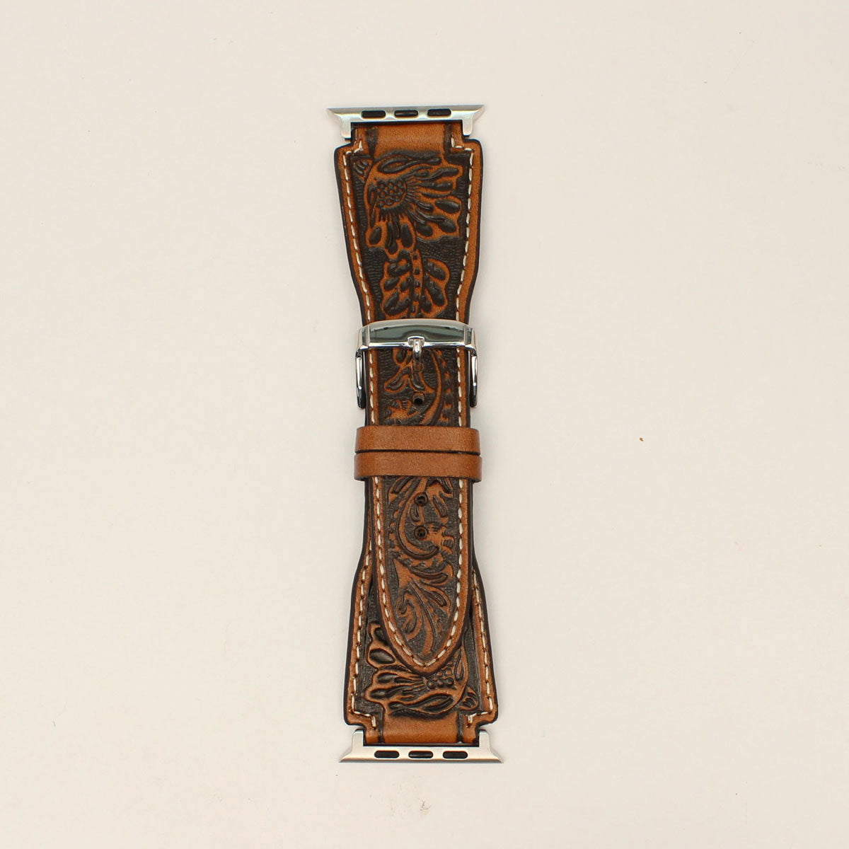 Nocona Brown Floral Tooled Watch Band