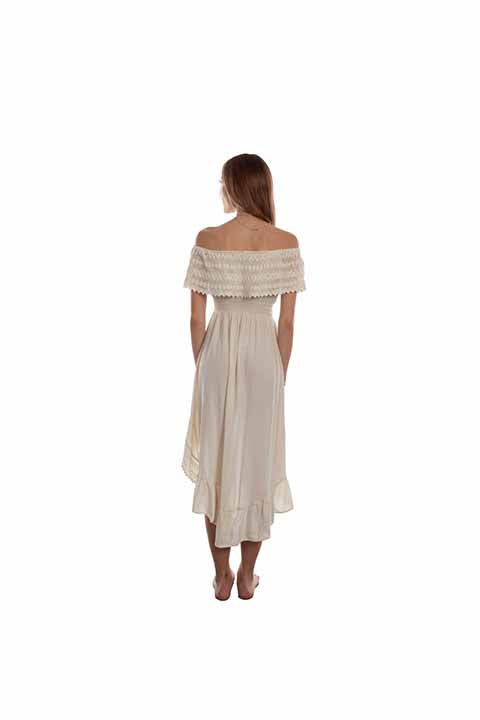 Cantina By Scully Women's Off The Shoulder High Low Dress- Vanilla