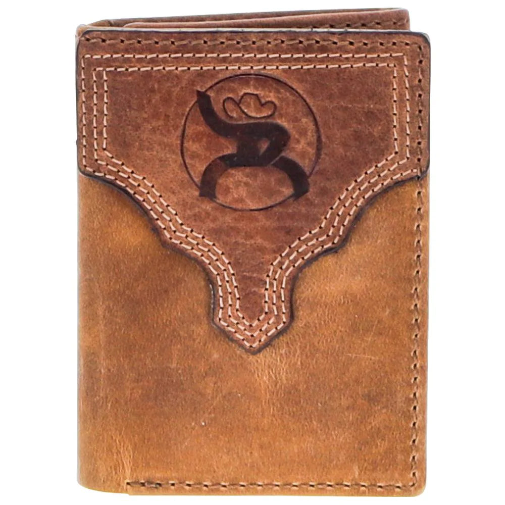 Hooey "Canyon" Trifold Roughy Wallet- Distressed Tan/Brown Leather