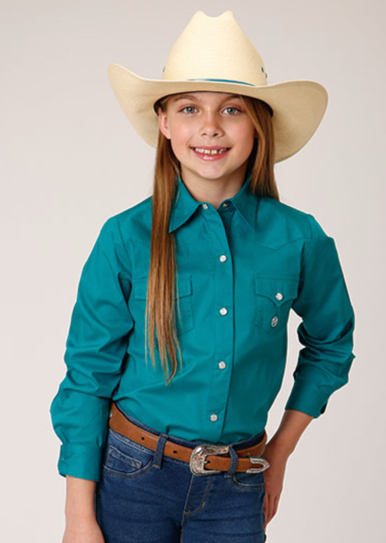 Roper Girl's Turquoise Button Down