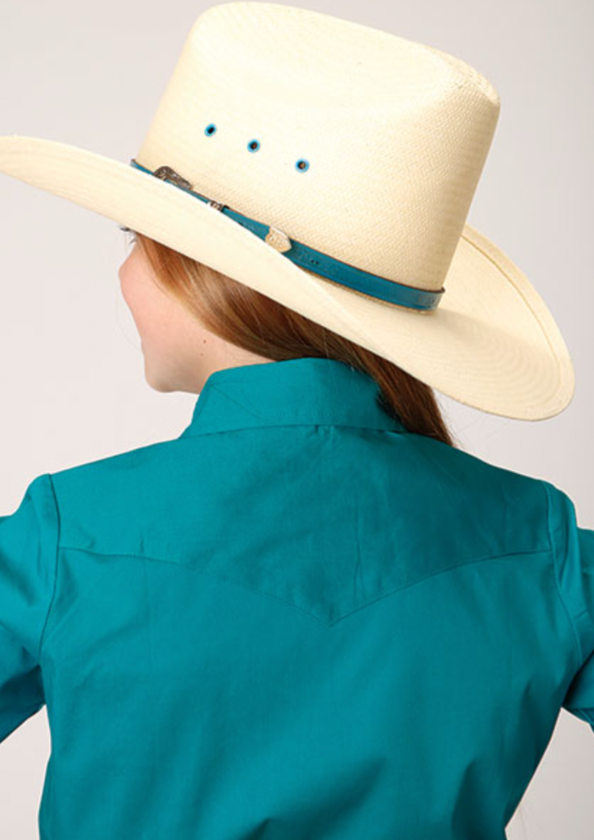 Roper Girl's Turquoise Button Down