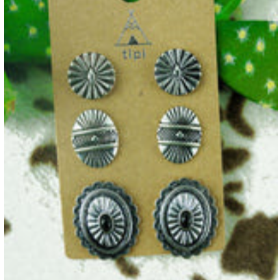 Silver and Black 3 Pair Earring Set