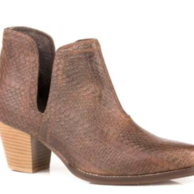Roper Women's Rowdy Stamped Snake Leather Snip Toe Bootie