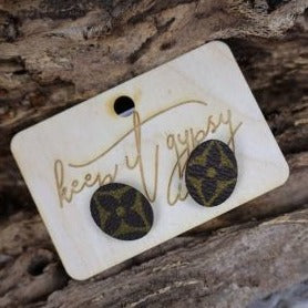 Women's Upcycled LV Oval Stud Earrings
