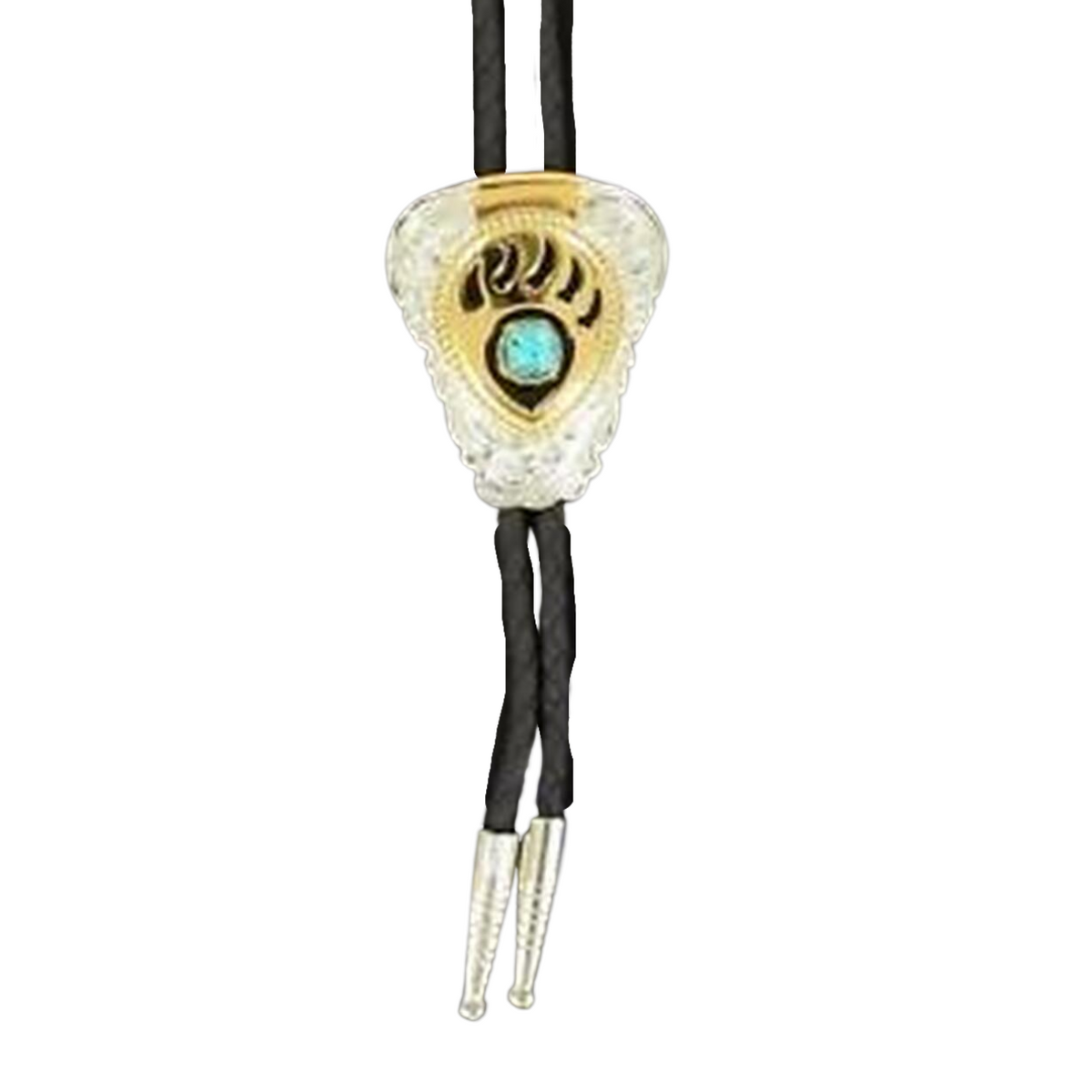 Gold Bear Paw Turquoise Stone Bolo Tie