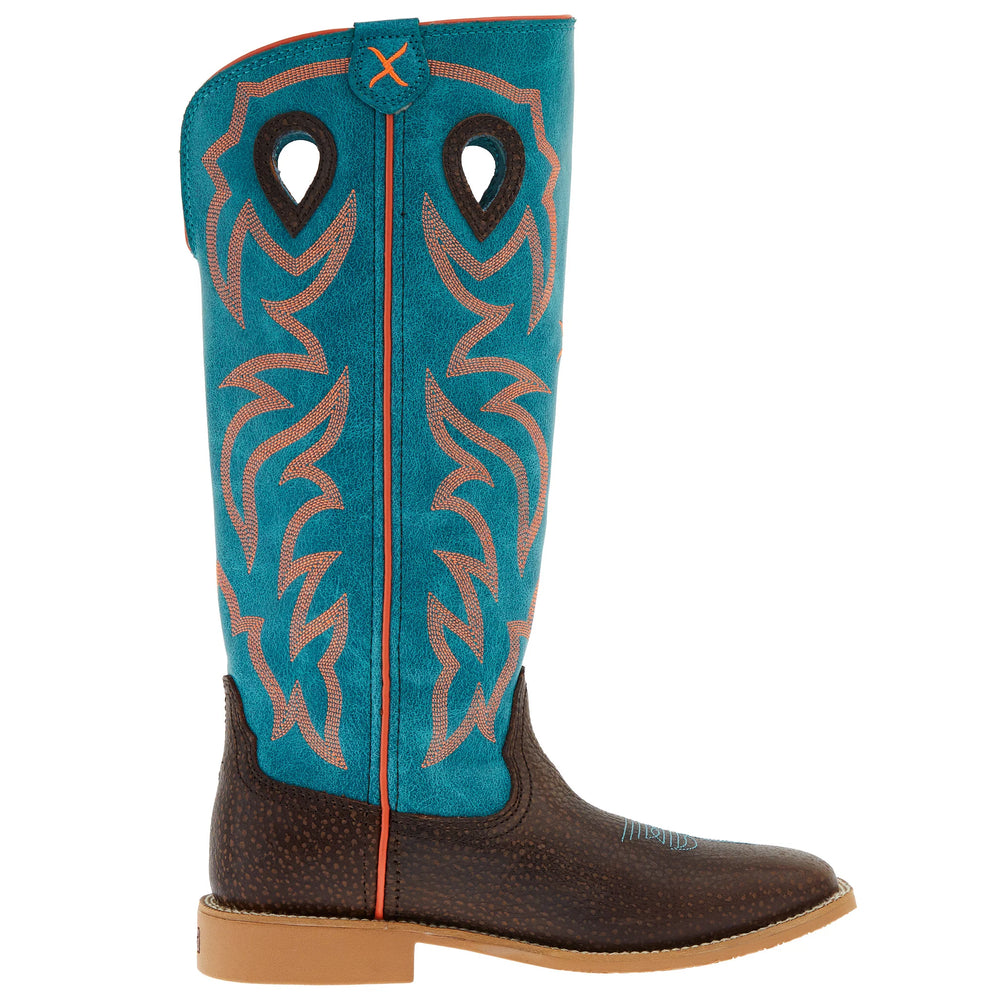 Twisted X Youth Buckaroo Boot Dark Chocolate Electric Turquoise Branded Country Wear