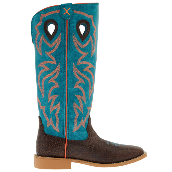 Twisted X Youth Buckaroo Boot- Dark Chocolate/Electric Turquoise