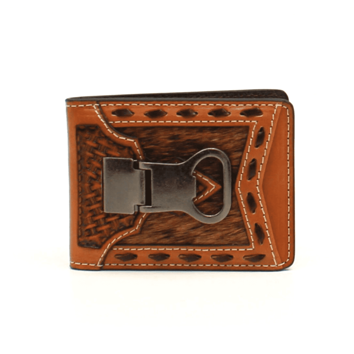 Ariat Basket Weave Calf Hide Money Clip Wallet Branded Country Wear