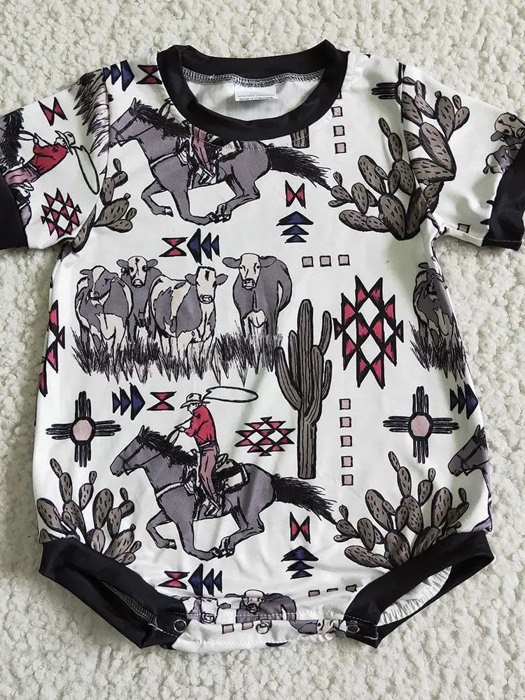 Baby Cactus and Cows Western Onesie