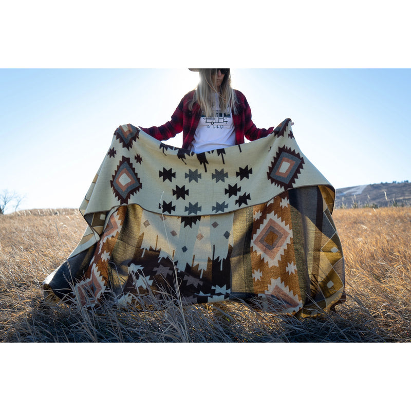 Andean Alpaca Wool Blanket - Mojave Brown