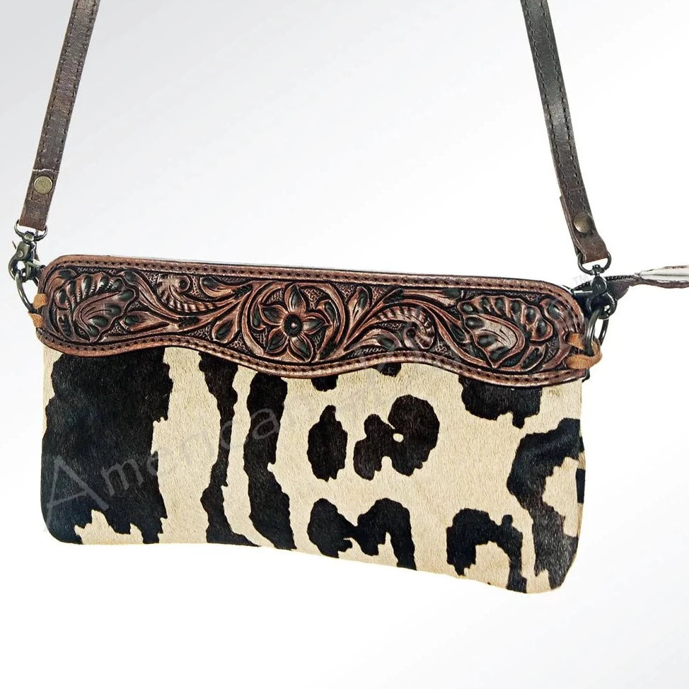 American Darling Cheetah Cowhide Crossbody Bag with Tooled Leather