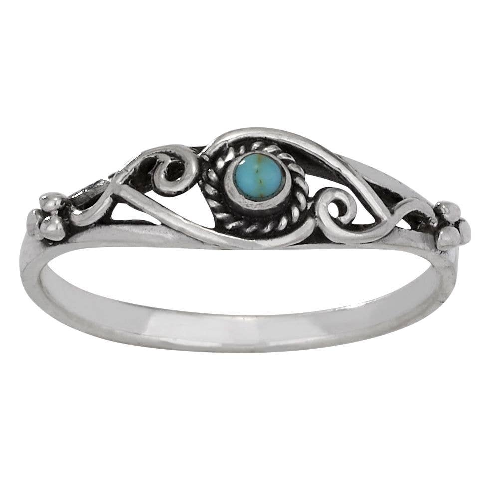 Sterling Silver Curlicue Turquoise Ring