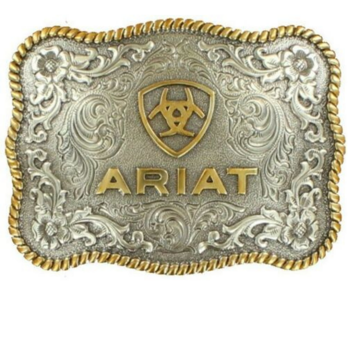 Ariat Antique Silver and Gold Rectangle Belt Buckle