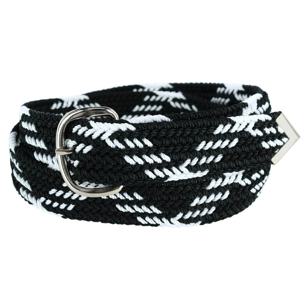Black and White Nylon Braided Belt