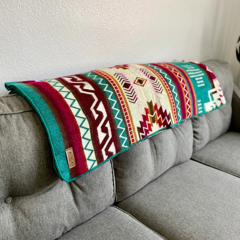 Andean Alpaca Wool Blanket - Lagoon
