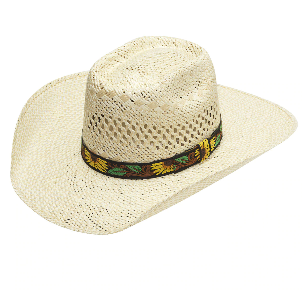 Twister Twisted Weave Vented Straw Hat with Sunflower Band