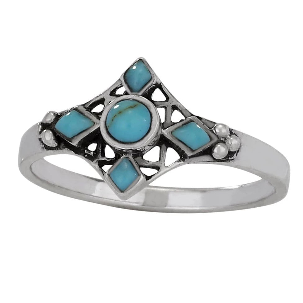 Sterling Silver 4 Point Turquoise Ring