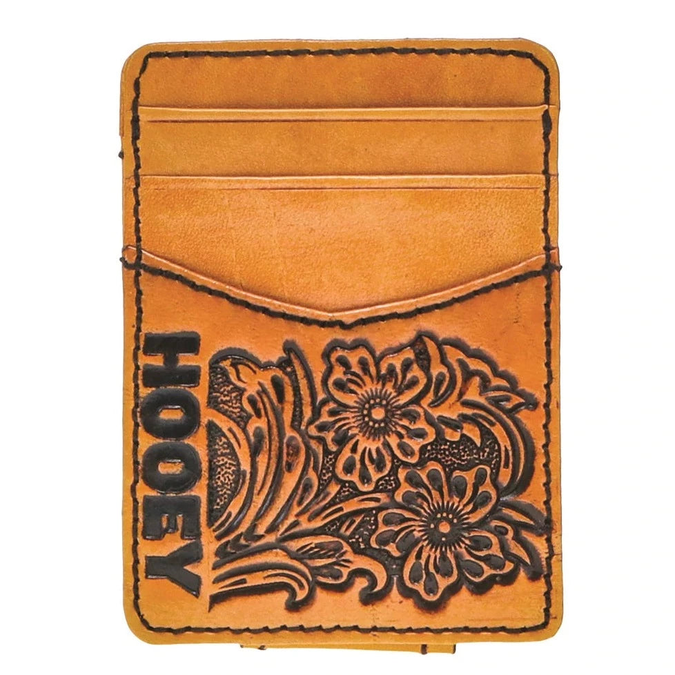 Hooey Floral Tooled Leather Money Clip