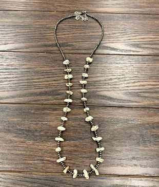 36" Long, Tiny 4mm Navajo Pearl, Natural White Turquoise Necklace