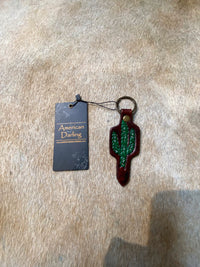 American Darling Hand Carved Leather Keychain