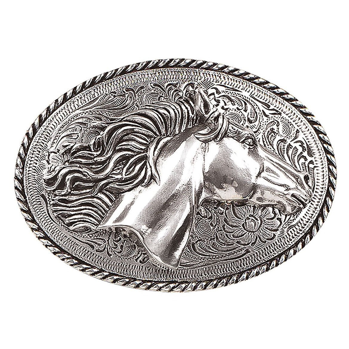 Blazin Roxx Silver Plated Horse Head Belt Buckle