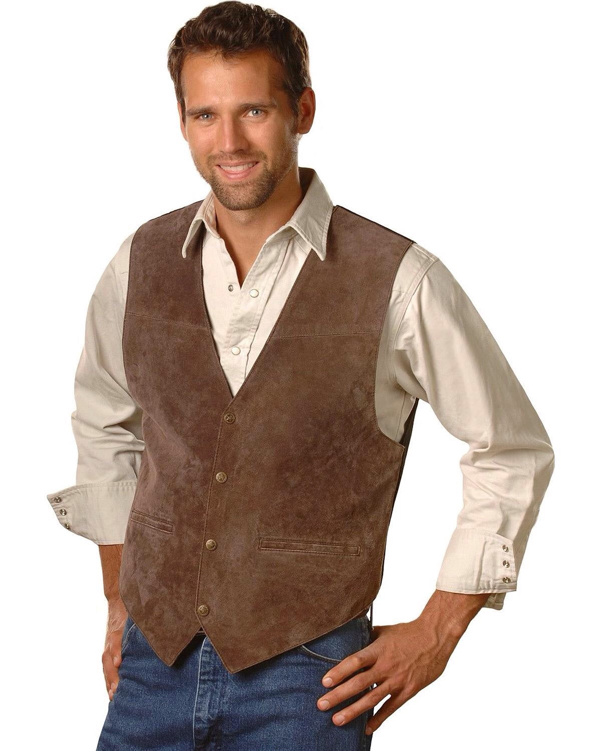 Scully Men's Boar Snap Front Vest in Espresso
