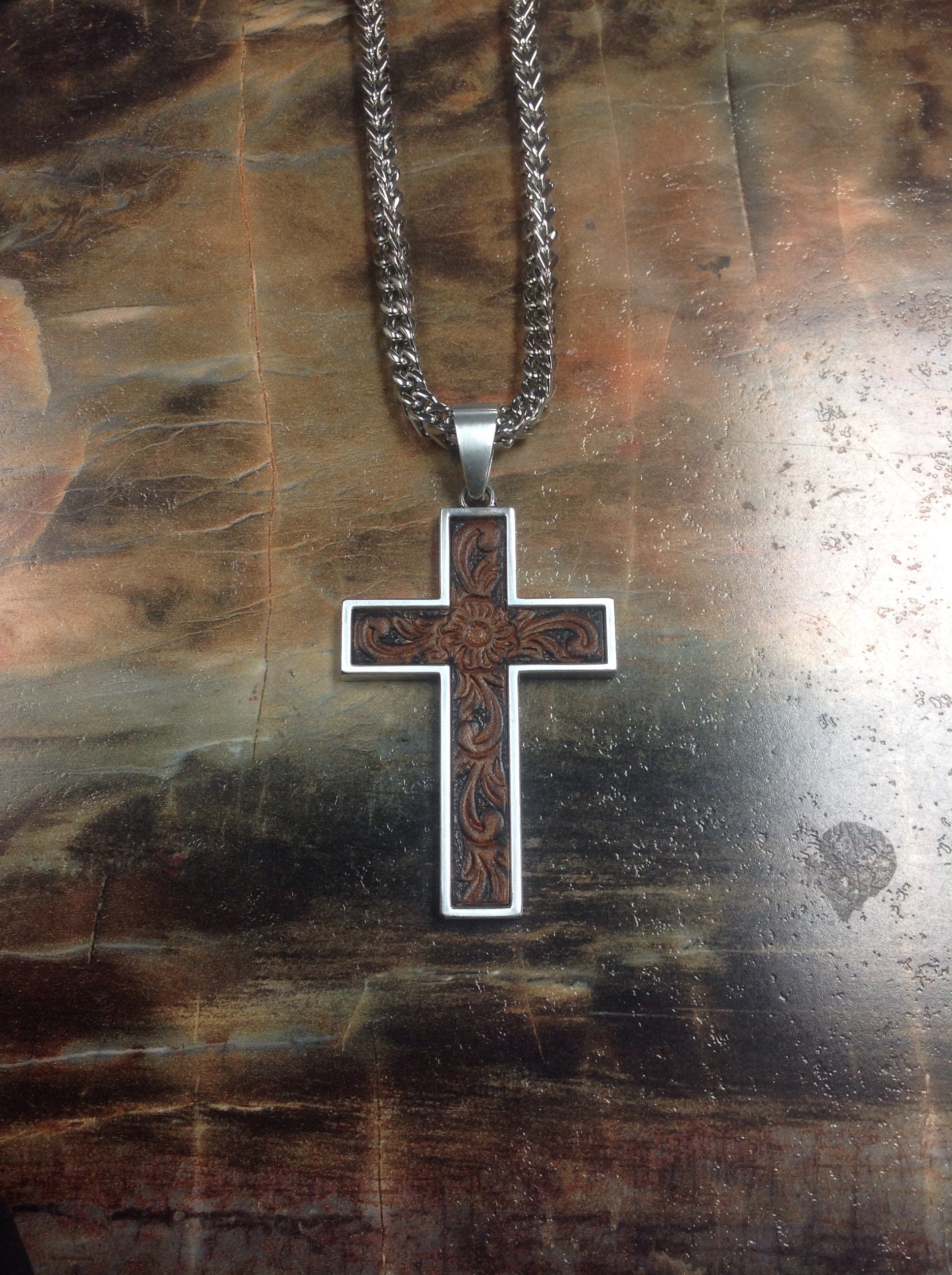 Leather Cross Shield Necklace in Sterling Silver | James Avery