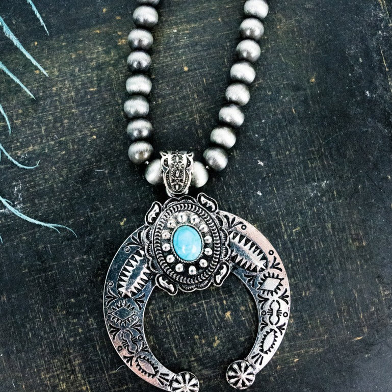 Navajo Pearl and Large Pendant Necklace