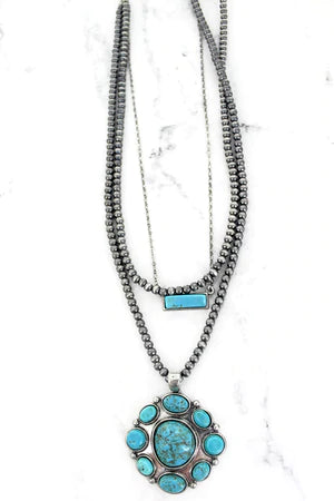 Turquoise and Navajo Pearl Layered Necklace